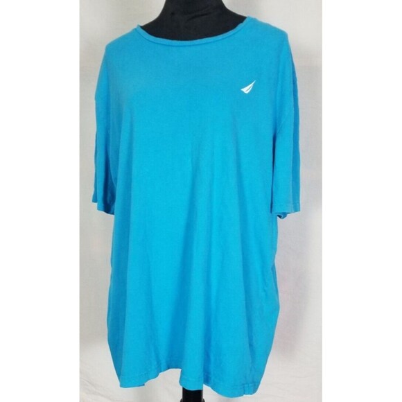 Nautica Fish Responsibly T Shirt Hawaiian Blue Short Sleeve Back Logo XXL Cotton - Picture 2 of 12